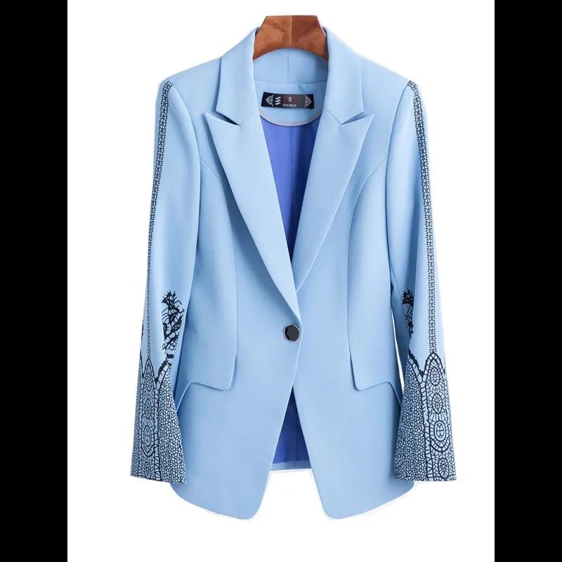 Women 2024 New in Blue Blazer Female Casual Long Sleeve Blazers Elegant Office Ladies Business Work Wear Formal Jack